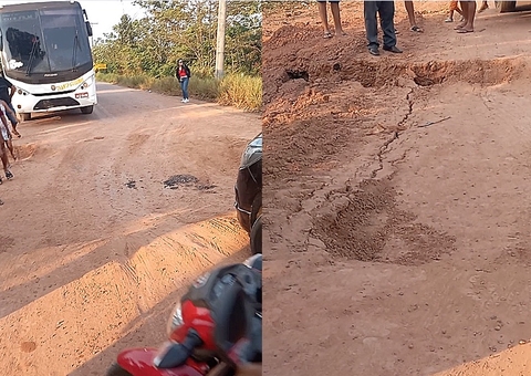 Ponte afunda na BR-319 no Amazonas e motoristas temem acidente; vídeo