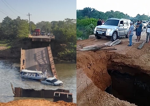 Cratera surgiu no meio de ponte antes de desabar com veículos na BR-319; vídeos