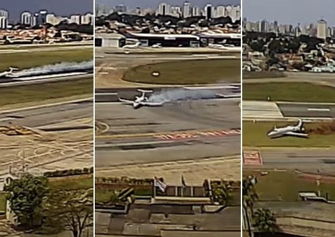 Vídeo mostra momento em que pneu estoura e avião derrapa em Congonhas