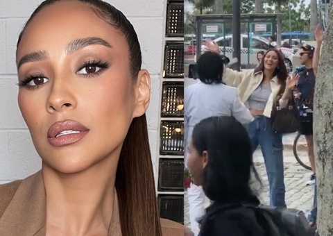 Atriz de ‘Pretty Little Liars’ se diverte com sósia de Roberto Carlos em Florianópolis 