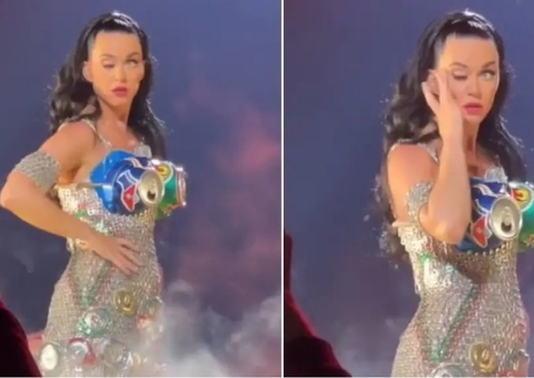 Katy Perry não consegue abrir um dos olhos durante show; vídeo 