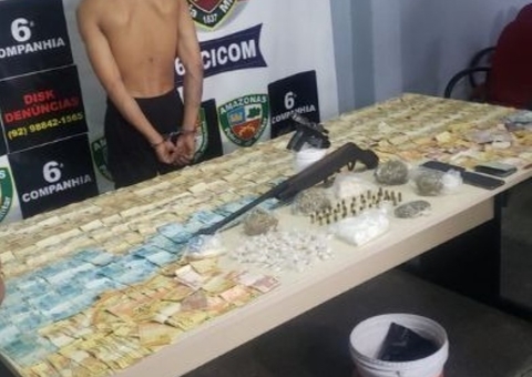 Suspeito de tráfico é preso com armas e R$ 15 mil em Manaus