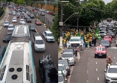 Bolsonaristas protestam em avenida de Manaus e trânsito fica caótico; vídeo