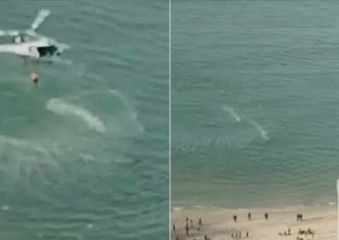 Policial pula de helicóptero, persegue ladrão no mar e o captura; vídeo