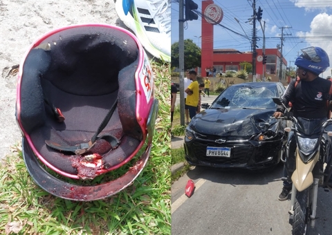 Entregador de delivery tem pé dilacerado em acidente em cruzamento de Manaus