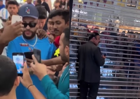 Sósia de Neymar arrasta multidão e faz loja ser fechada no Qatar