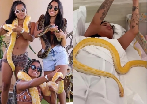 Mirella acorda MC Loma com cobra na cama e é criticada; vídeo