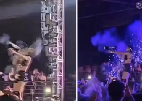 DJ fica ferida ao disparar por engano canhão no próprio rosto; vídeo