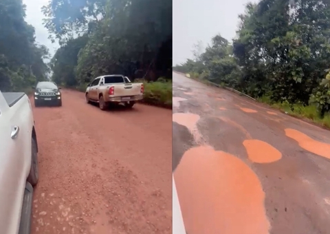 Para chegar ao Amazonas, motoristas enfrentam crateras e muita lama na BR-174; vídeos