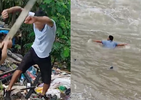 Torturado, homem se joga em igarapé para escapar do tribunal do crime em Manaus; vídeo