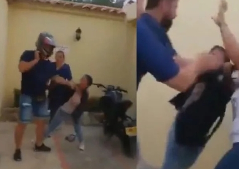 Homem defende amante após mulher traída espancá-la em motel; vídeo