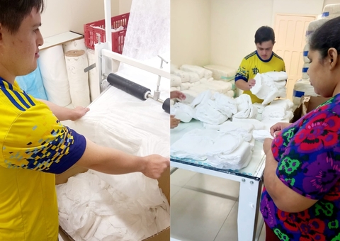 Projeto auxilia internos de abrigo em Manaus a fabricar fraldas geriátricas