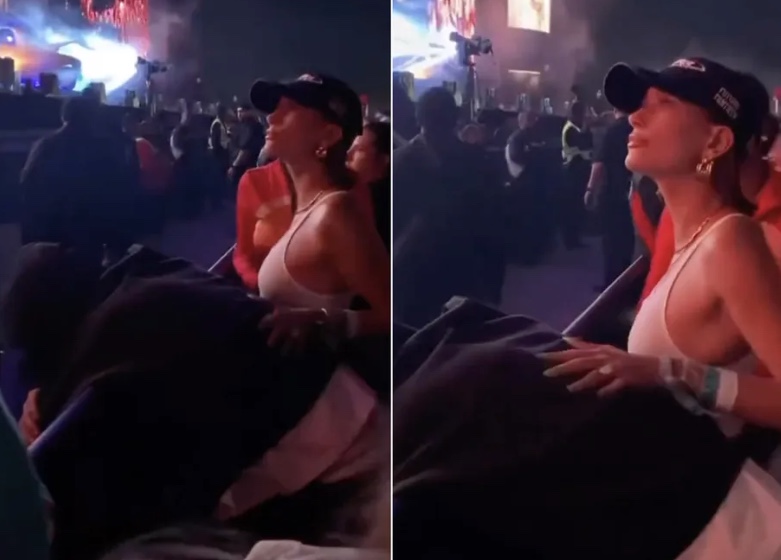 Justin Bieber é confortado por Hailey no Coachella e preocupa fãs