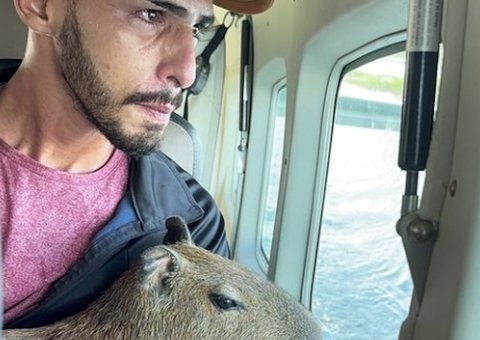 Vídeo: Tiktoker Agenor chora com capivara Filó no colo, a caminho do Ibama