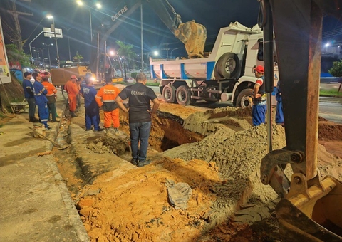 Obra na Torquato onde cratera abriu deve ser concluída até esta sexta
