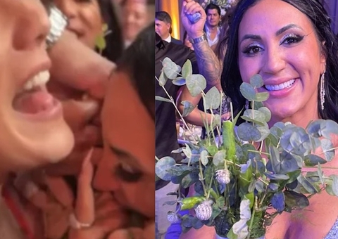 Imã de Deolane morde convidada em disputa por buquê de casamento; vídeo 