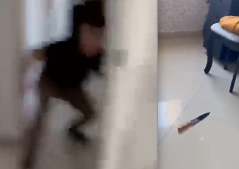 Vídeo mostra Thomaz Costa correndo atrás de Tati Zaqui após ameaça com faca