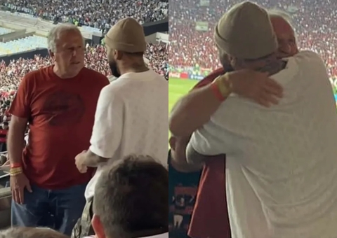 Zico encontra Gabigol em jogo do Fla e exalta jogador: 'ídolo'