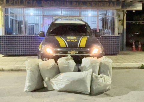 Motorista tenta fugir da PRF e capota carro com mais de 100 kg de maconha