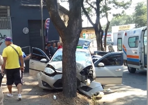 Motorista bate em árvore durante acidente para não deixar bolo cair