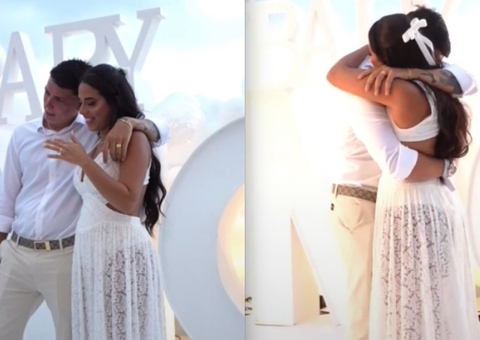 Mirella Santos, das Gêmeas Lacração, descobre sexo do primeiro filho em Chá Revelação