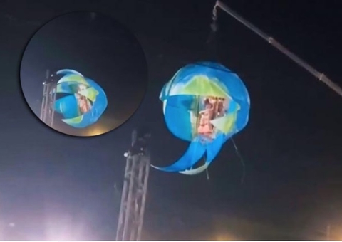 Alegoria despenca com cunhã-poranga durante festival no Amazonas; vídeo chocante