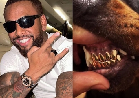 Nego do Borel posta foto de cachorro com dente de ouro e é acusado de maus-tratos