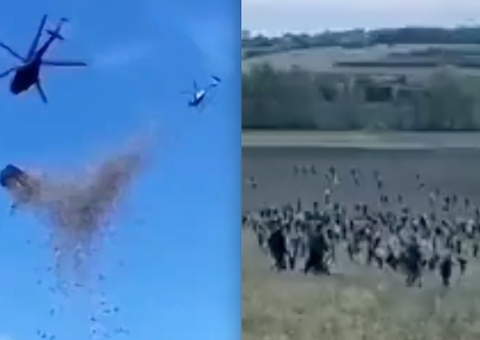 Chuva de dinheiro: influencer joga R$ 5 milhões de helicóptero para seguidores