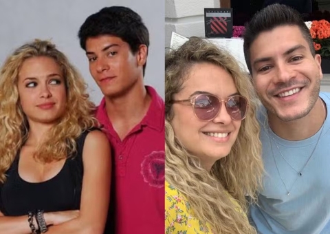 Lua Blanco e Arthur Aguiar posam juntos após 11 anos sem se falar