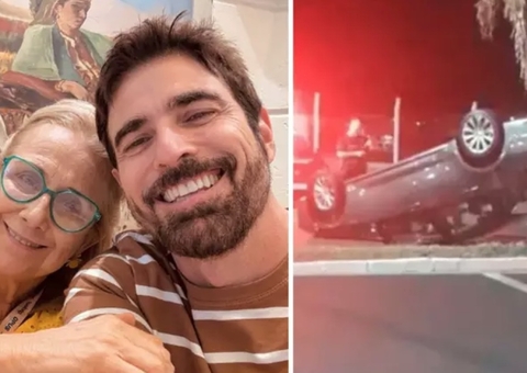 Mãe de Reynaldo Gianecchini capota carro após batida; motorista fugiu