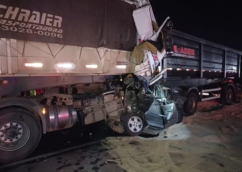 Carro é esmagado entre carretas em rodovia; 6 pessoas e um cachorro morreram
