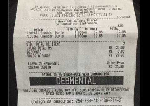 Funcionária do Burger King acaba demitida após identificar cliente como ‘debmental'