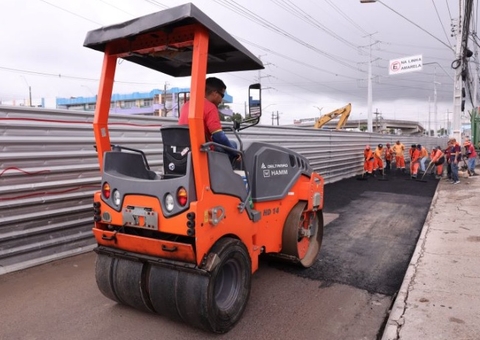 Prefeitura inicia recuperação asfáltica ao redor do viaduto Rei Pelé na zona leste 
