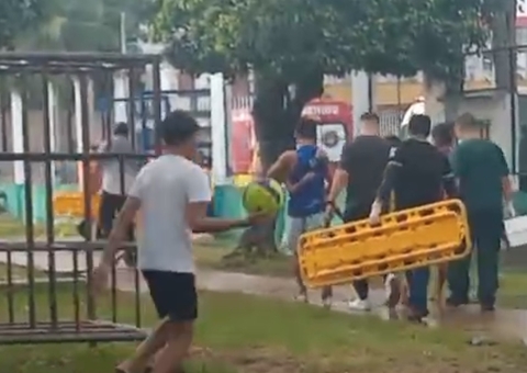 Crianças são atingidas por raio enquanto brincavam em campo de areia no Amazonas