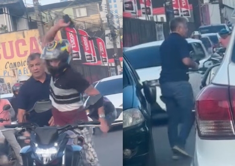 Motociclista quebra celular de motorista em briga de trânsito em Manaus; vídeo