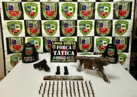 Polícia apreende submetralhadora e munições em esconderijo de facção no Iranduba