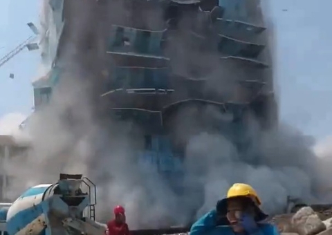 Vídeos mostram prédio desabando durante terremoto na Tailândia