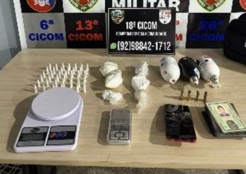 Homem é preso com drogas e munições em Manaus; esposa tentou ajudar na fuga