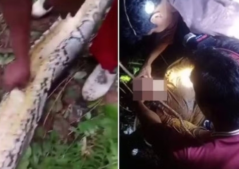 Parentes encontram agricultora de 55 anos dentro de píton de 7 metros 