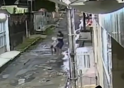 Mulher é atacada por pitbull enquanto passeava com outro cão no Japiim; vídeo