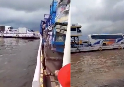 Balsas colidem em trajeto para o Careiro; vídeos registram impacto