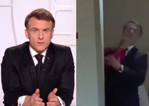 Vídeo mostra primeira-dama da França empurrando rosto de Macron; veja
