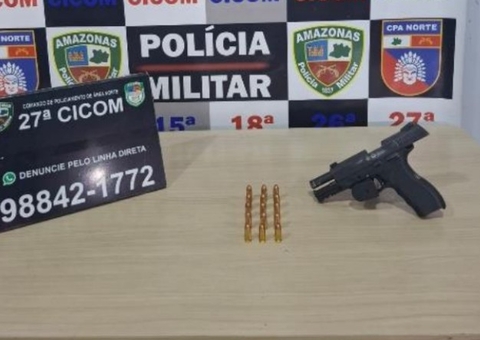 Homem armado tenta fugir pulando muro e é preso pela polícia em Manaus