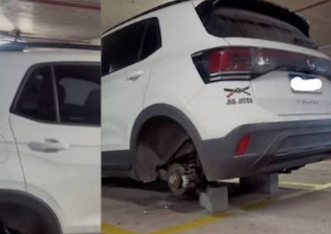 Personal trainer tem as rodas do carro furtadas dentro de shopping na zona oeste de SP
