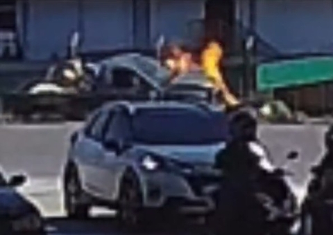 Vídeo mostra acidente chocante que matou motociclista carbonizado em Manaus