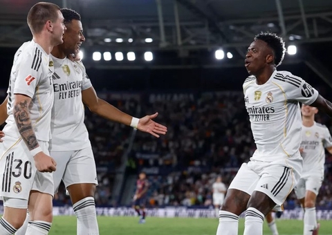 Real Madrid goleia Levante com golaço de Vini Jr. e mantém 100% no Espanhol