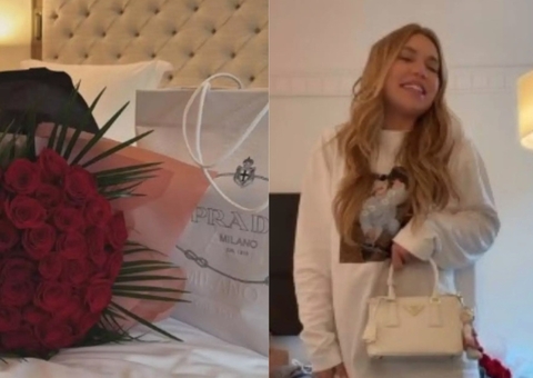 Reencontro quente? Virgínia recebe flores e bolsa de R$ 25 mil de Vini Jr