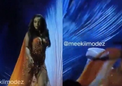 Miss Jamaica cai na passarela e deixa o palco em maca; vídeo