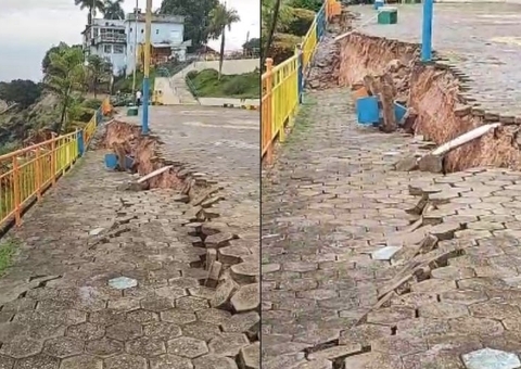 Orla de Itacoatiara é interditada após solo rachar e ceder