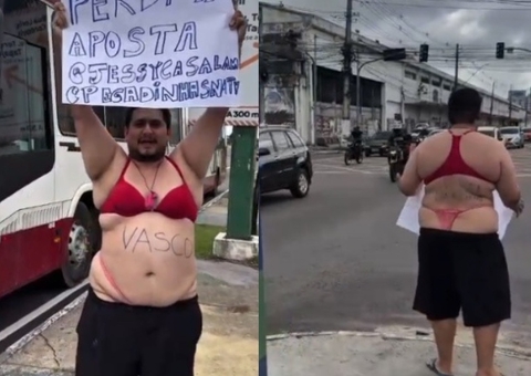 Vídeo: influenciador anda de calcinha e sutiã em Manaus após derrota do Flamengo
